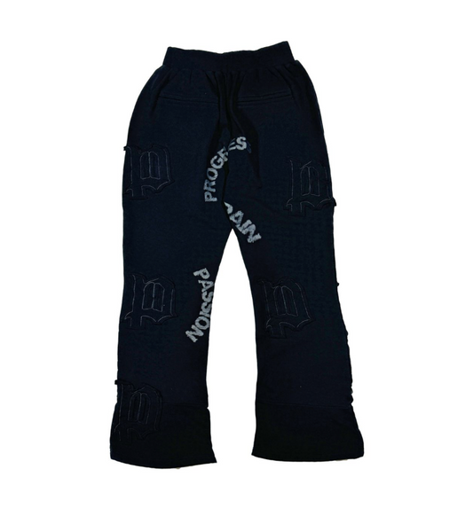 Pain and Progress Stacked Sweats - Black