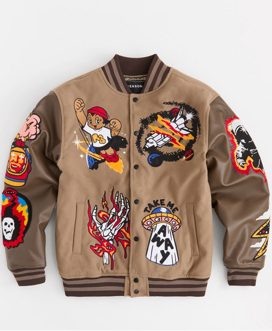 Beyond Reality Varsity Jacket - Brown