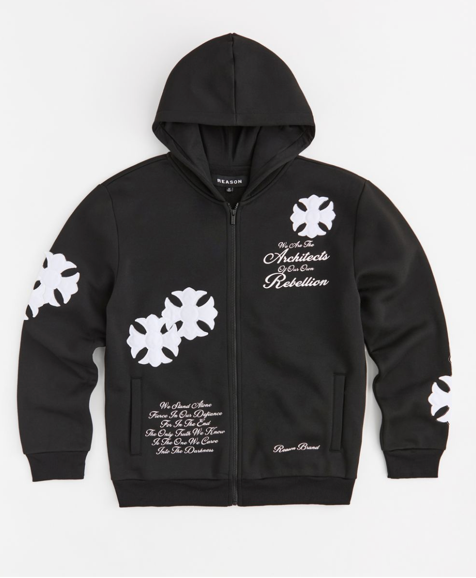 Rebellion Zip Up Hoodie - Black