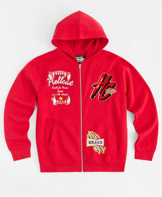 Dodge Hellcat Full Zip Hoodie - Red