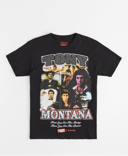 Tony Montana Rhinestone Tee - Black