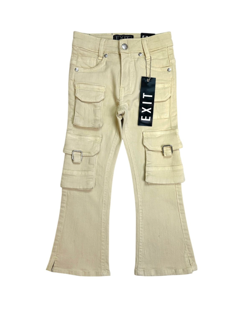 Ks Kids Stacked Cargo Jeans - Beige