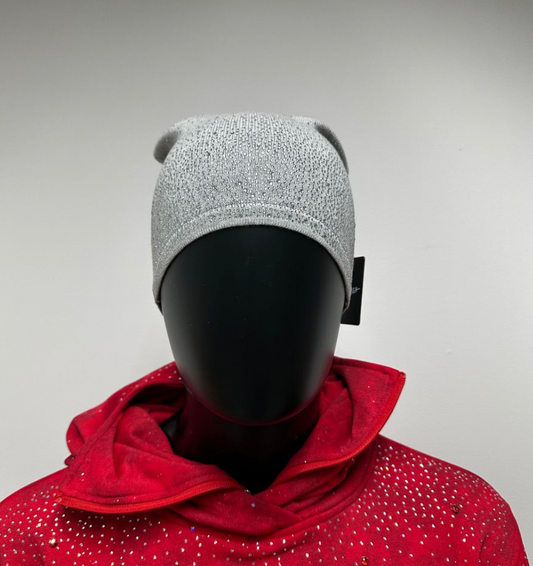 Rhinestone Beanie - Grey