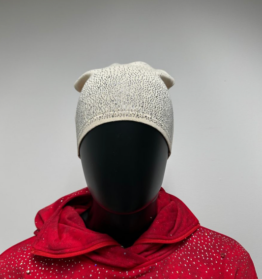 Rhinestone Beanie - Beige