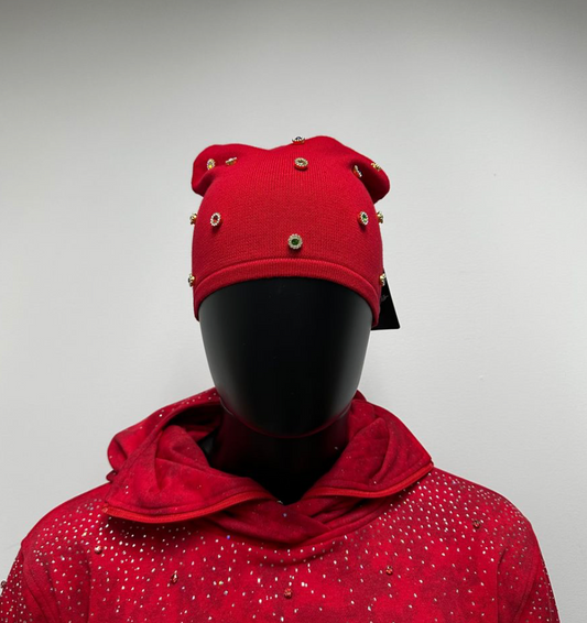 Beanie w/Jewels - Red