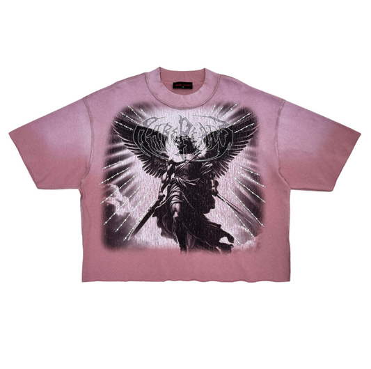 Save Our Souls Rhinestone Cropped Tee - Pink