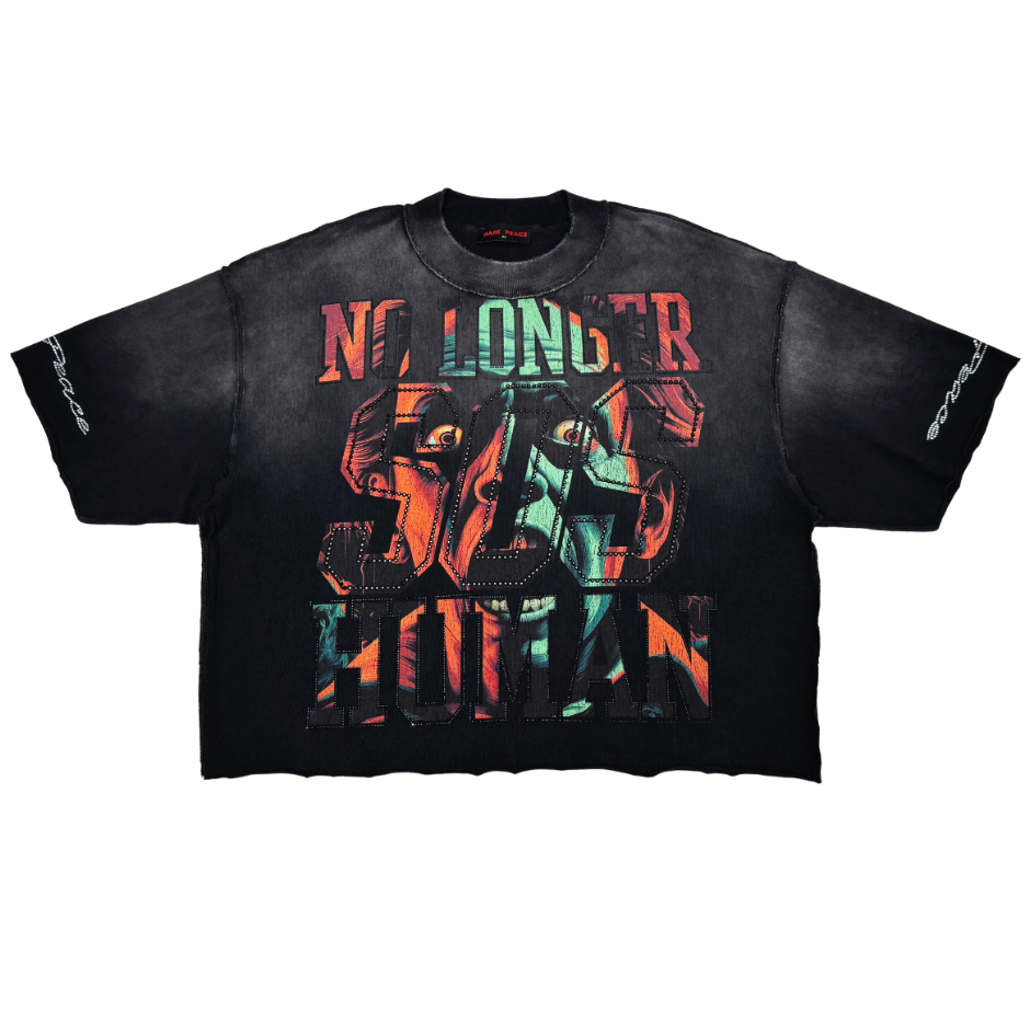 Save Our Souls Rhinestone Cropped Tee - Black