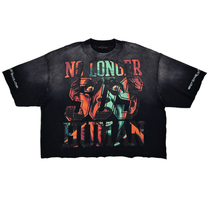 Save Our Souls Rhinestone Cropped Tee - Black