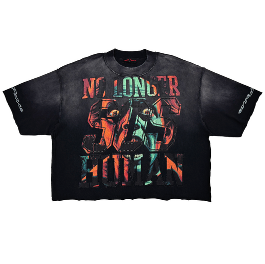 Save Our Souls Rhinestone Cropped Tee - Black