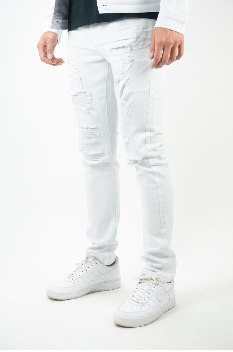 Rip and Repaired Skinny Jeans - White