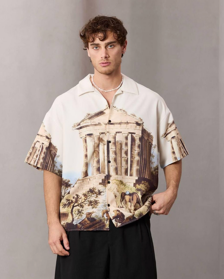 Ancient Culture Button Up - Beige