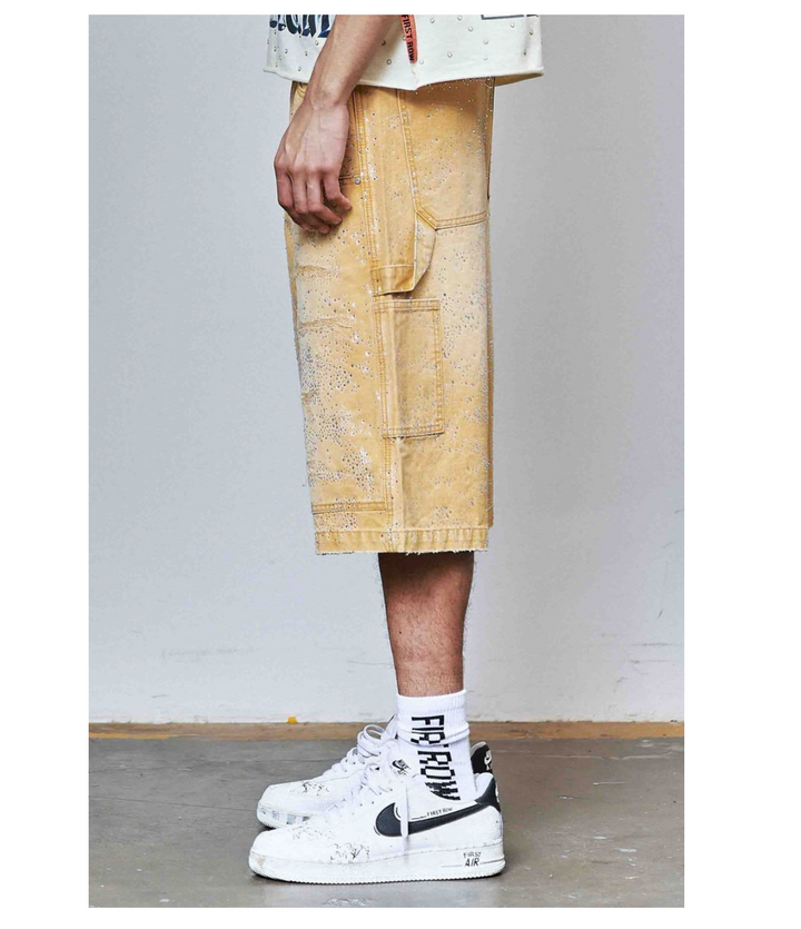 Rhinestone Jorts - Wheat