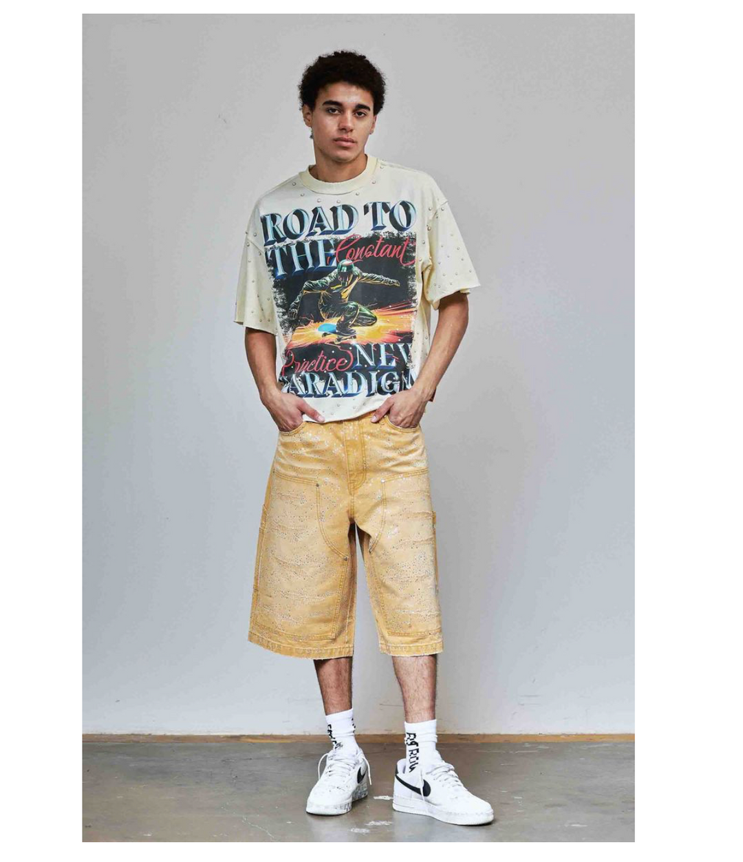 Rhinestone Jorts - Wheat