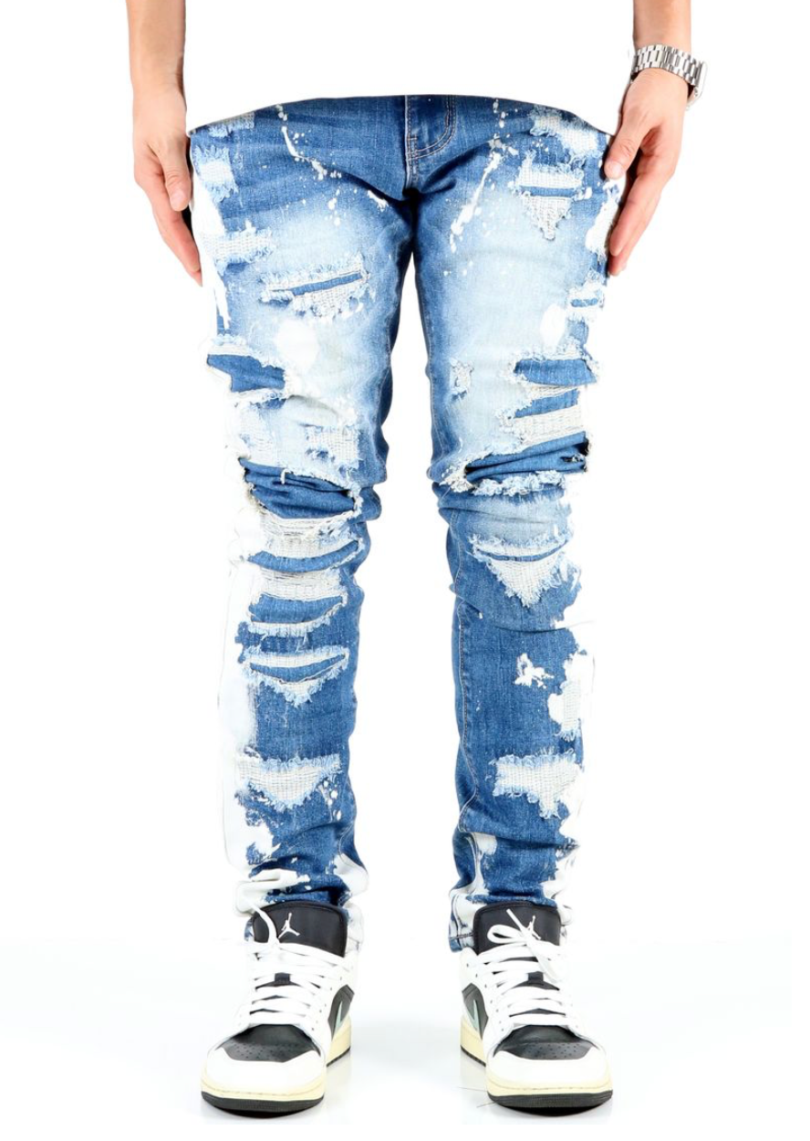 Savage Ripped Skinny Jeans - Blue