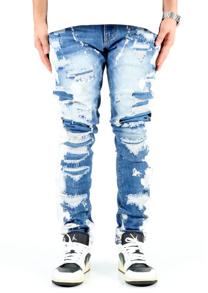 Savage Ripped Skinny Jeans - Blue