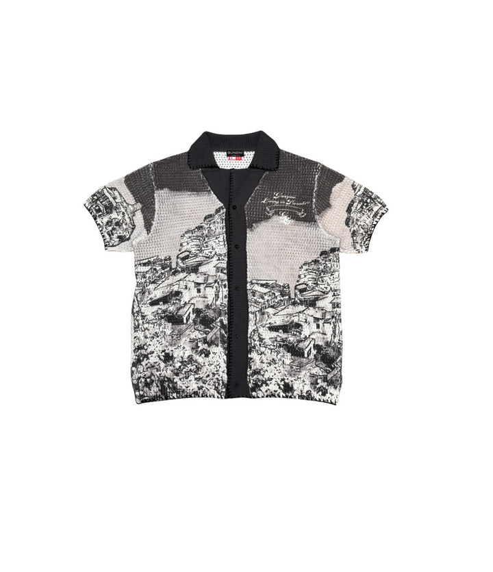 Gunzini Button Down Tee - Black Greyish