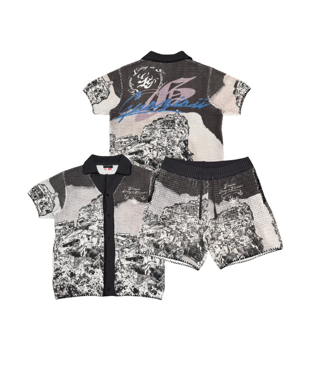 Gunzini Button Down Tee - Black Greyish