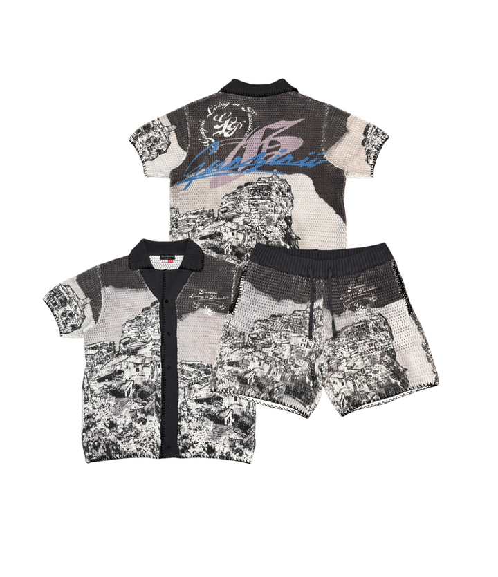 Gunzini Button Down Tee - Black Greyish