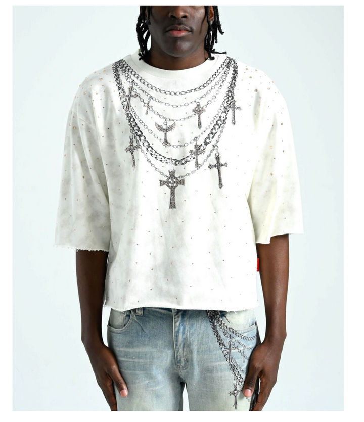 Grind And Rise Cropped Tee - Cream