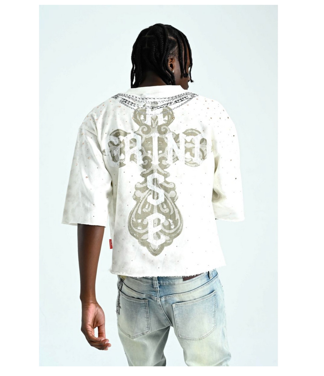 Grind And Rise Cropped Tee - Cream