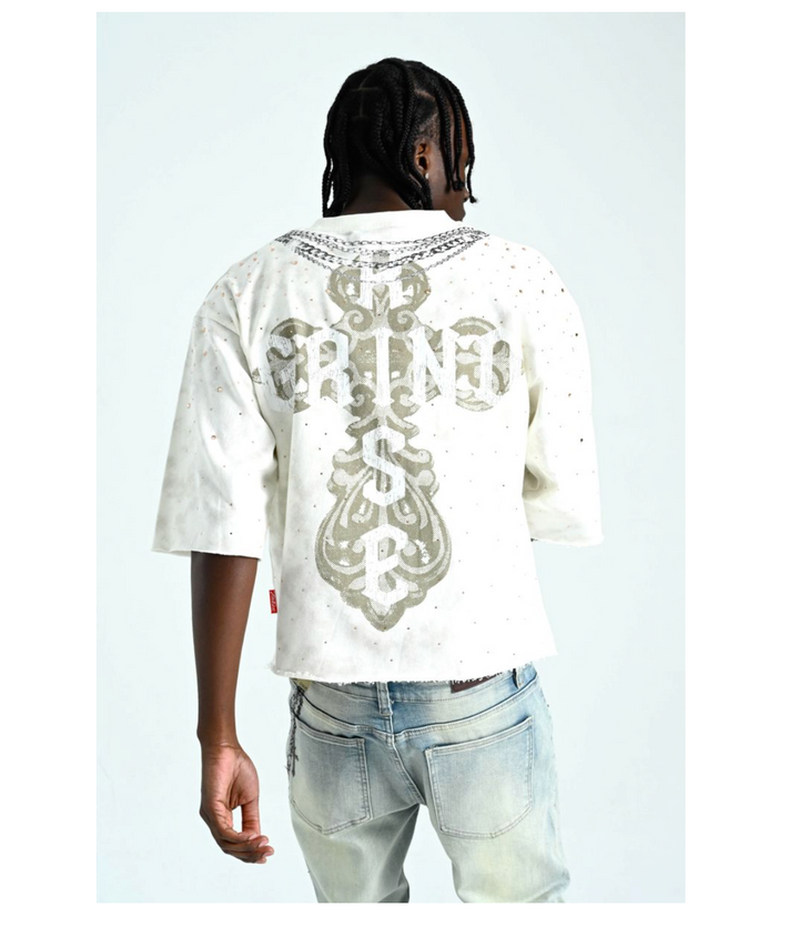 Grind And Rise Cropped Tee - Cream