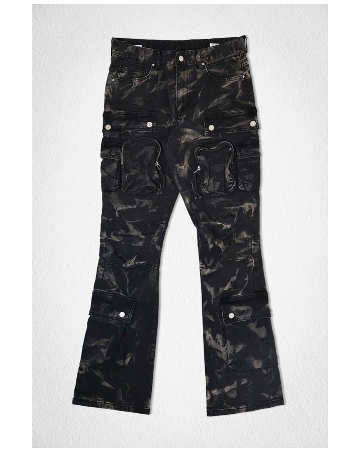 Cargo Stacked Jeans - Black
