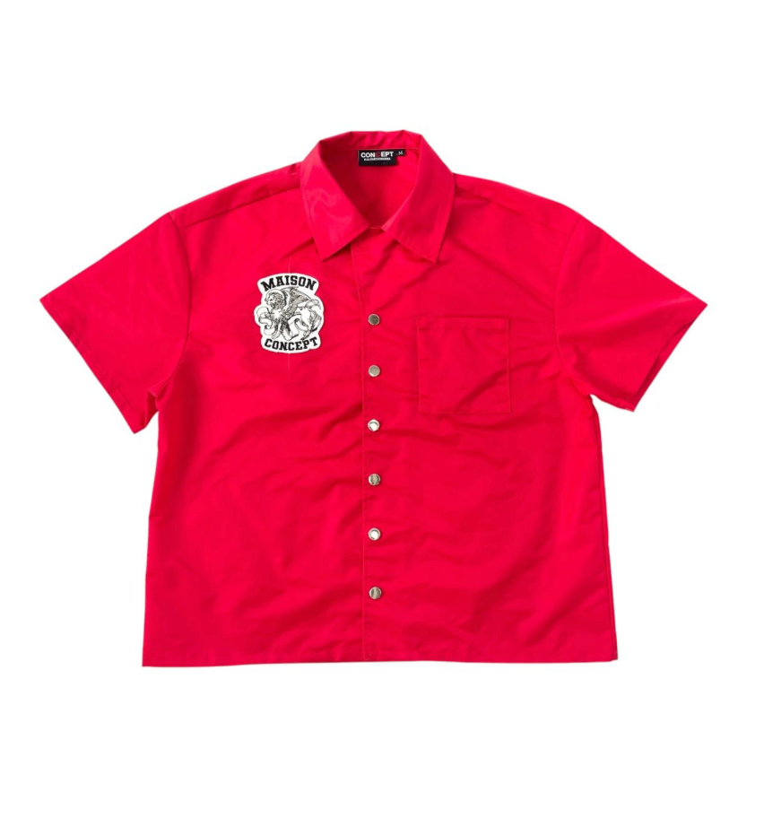 Maison Cropped Button Up - Red