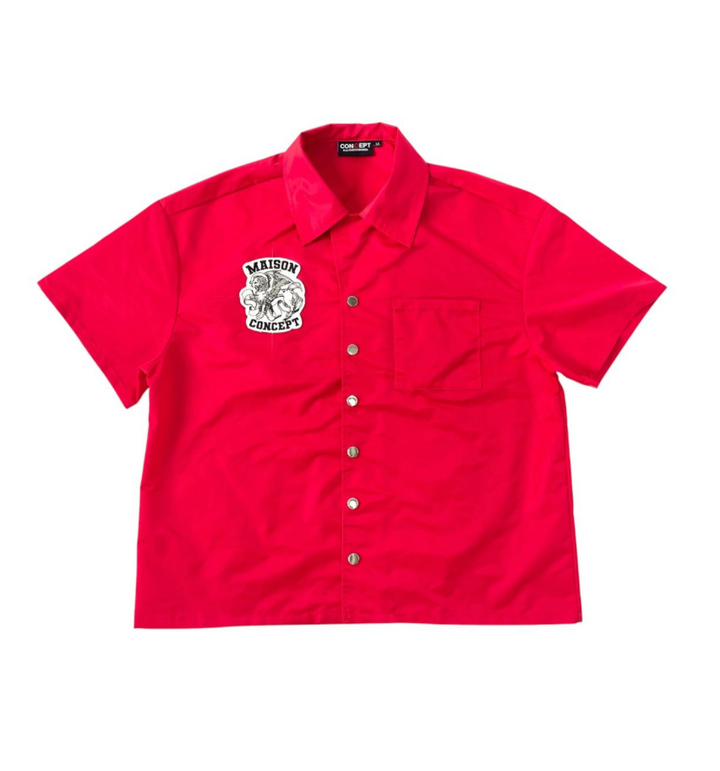 Maison Cropped Button Up - Red