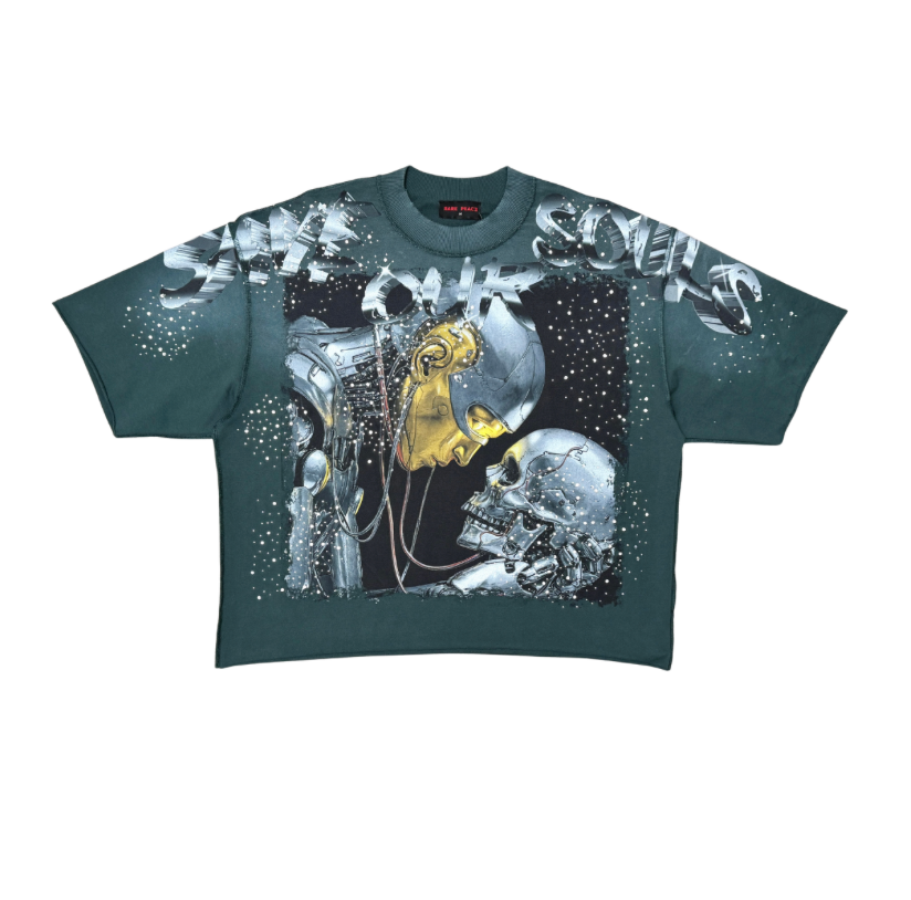 AI Skull Cropped Tee - Green