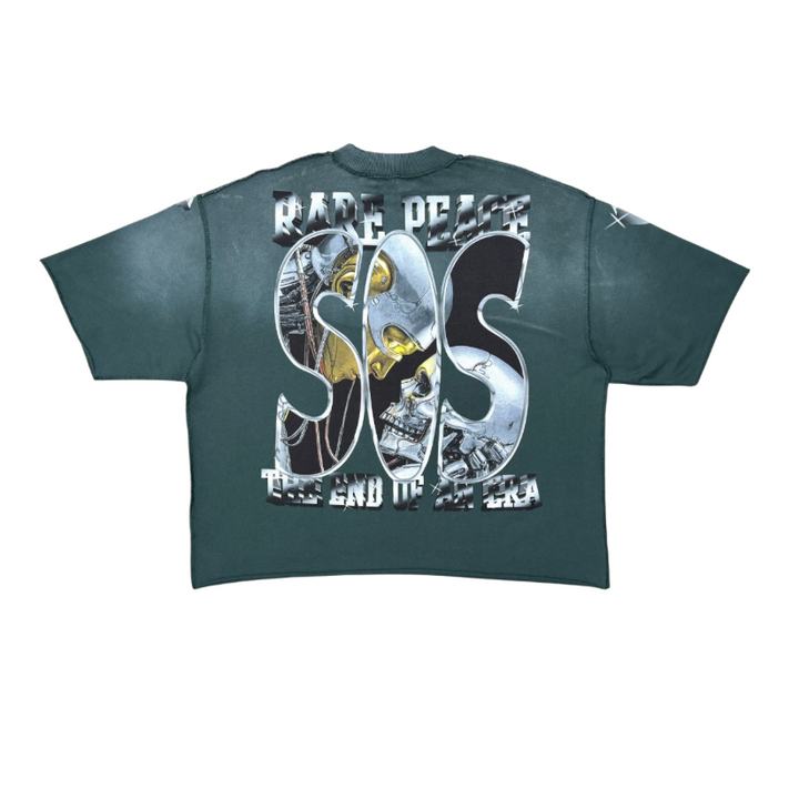 AI Skull Cropped Tee - Green