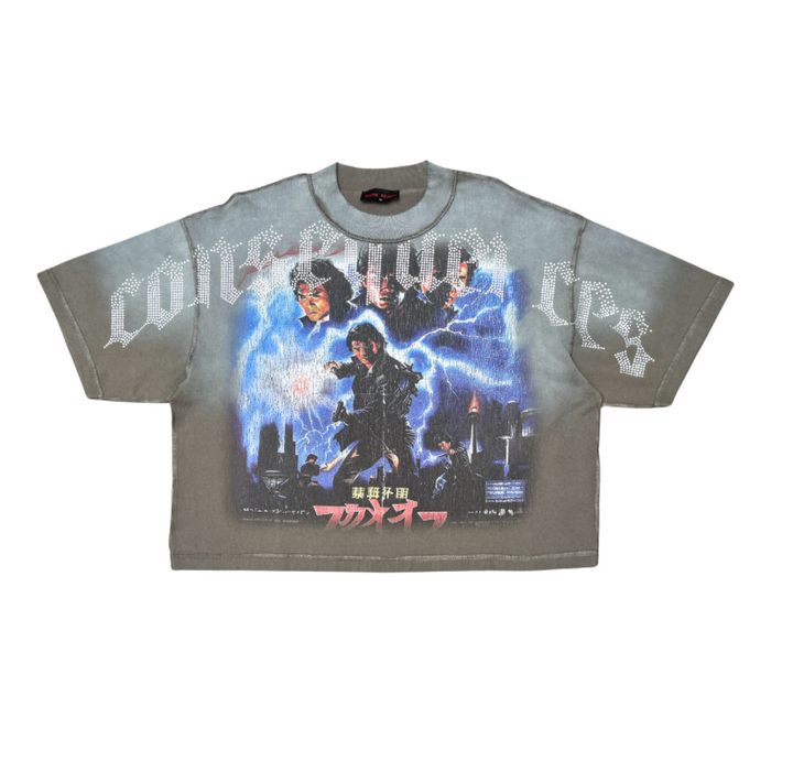 Rare Lightning Cropped Tee - Grey