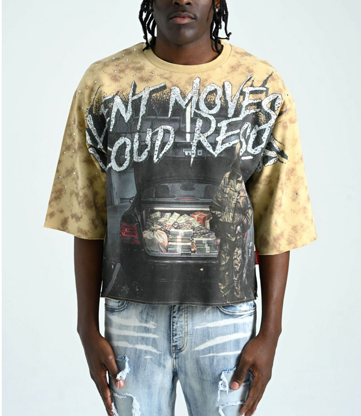 Silent Moves Cropped Tee - Khaki