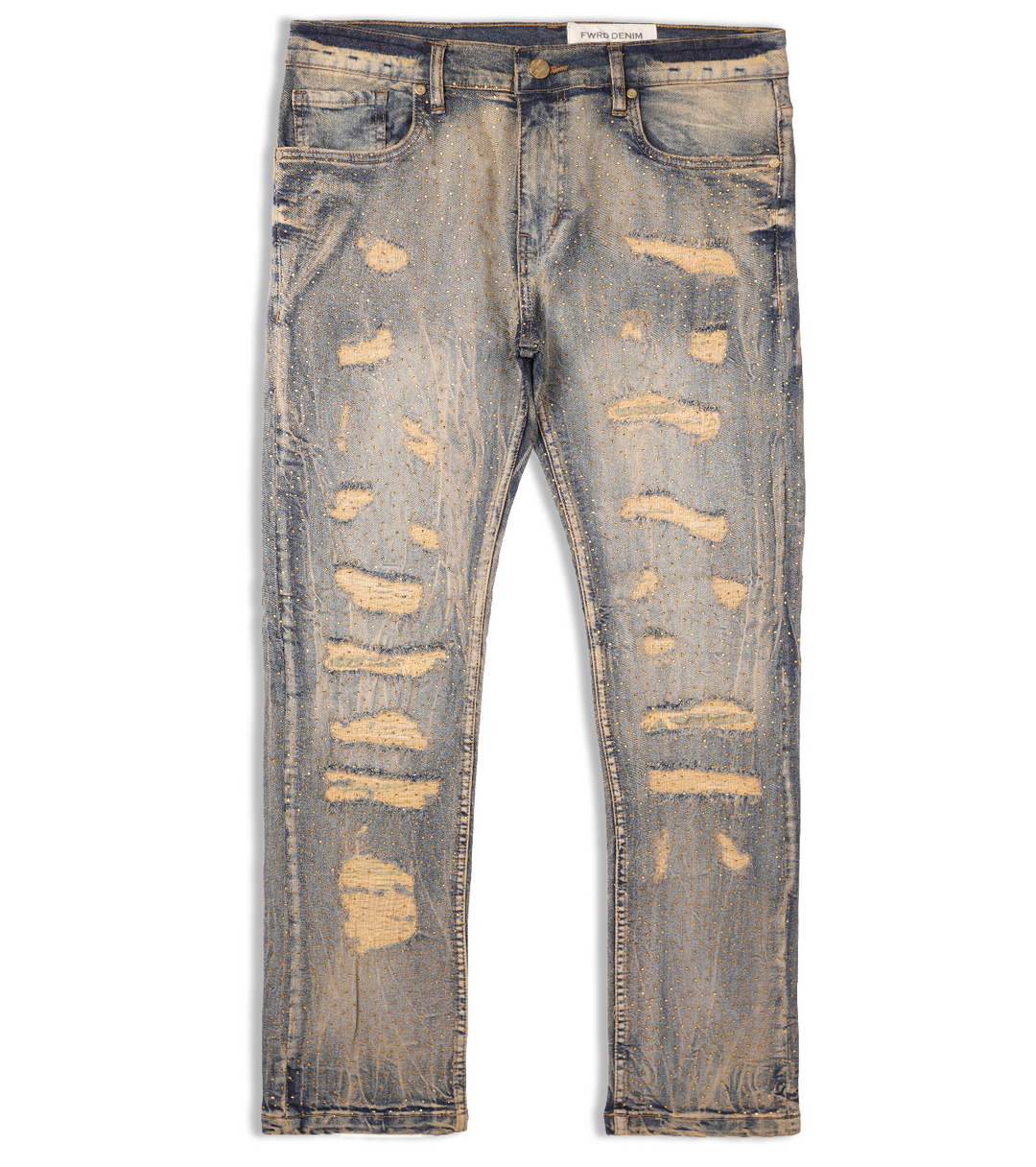 Rhinestone Gold Slim Fit Jeans - Gold