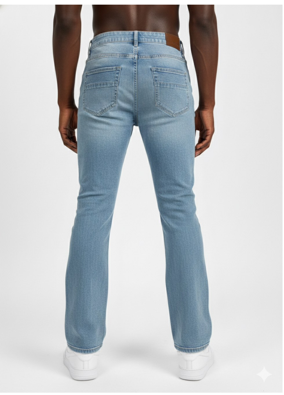 Mens Patchwork Stud Flare Fit Jeans - Blue