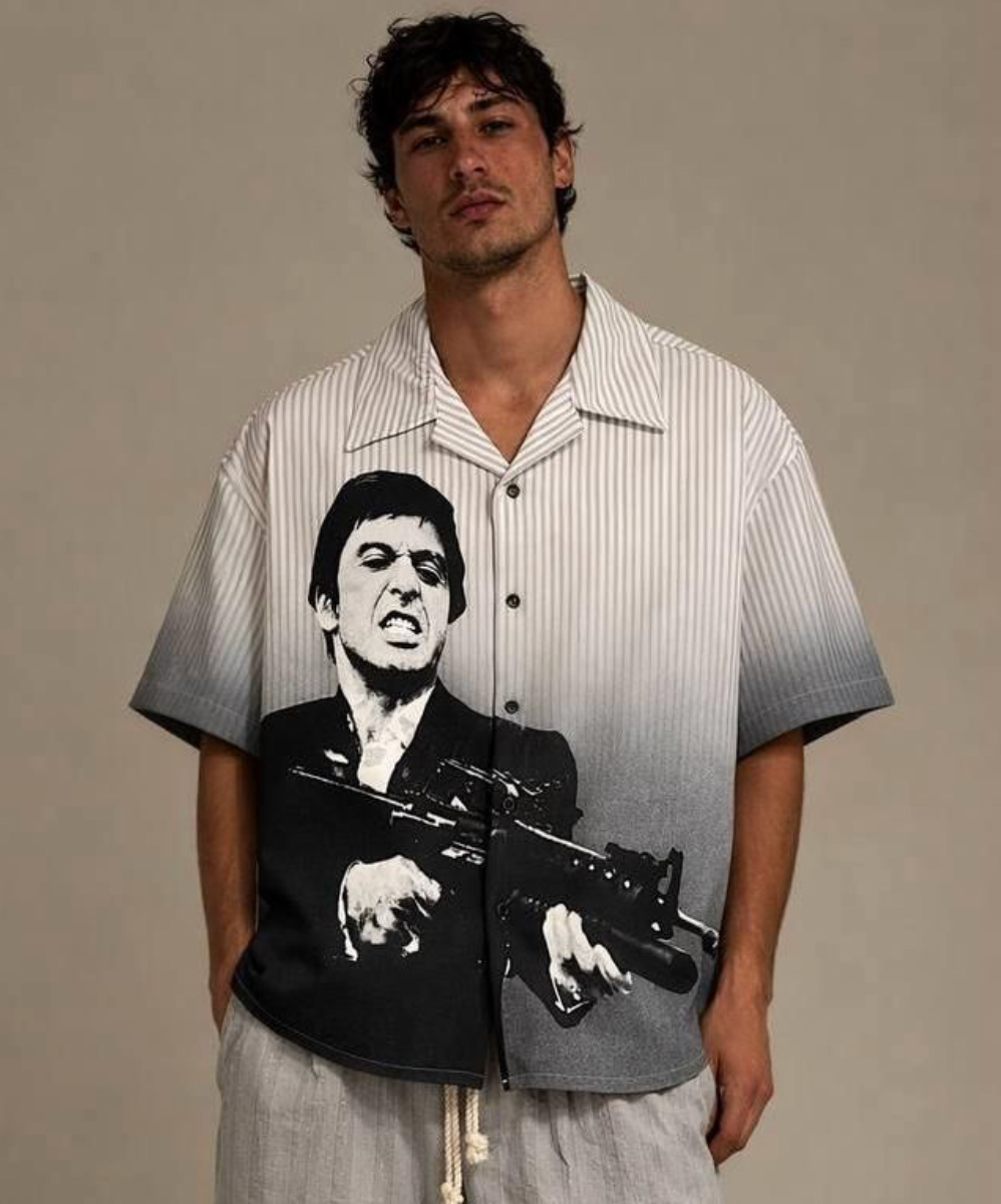 Scarface Button Up - Light Grey