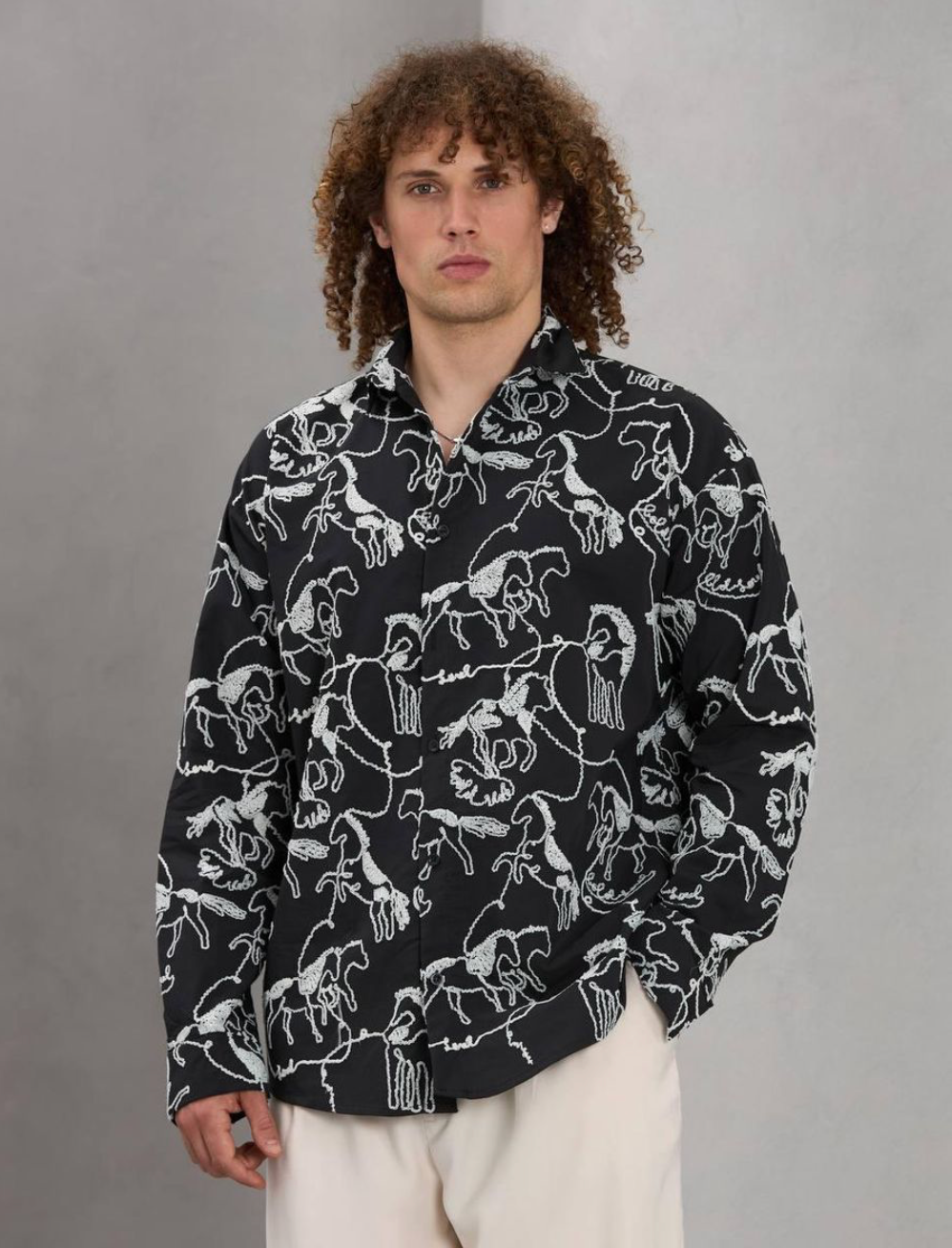 Horses Button Down - Black