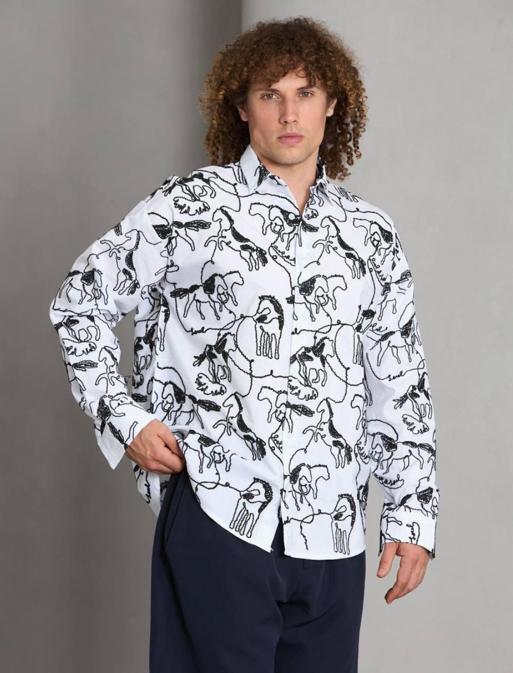 Horses Button Down - White