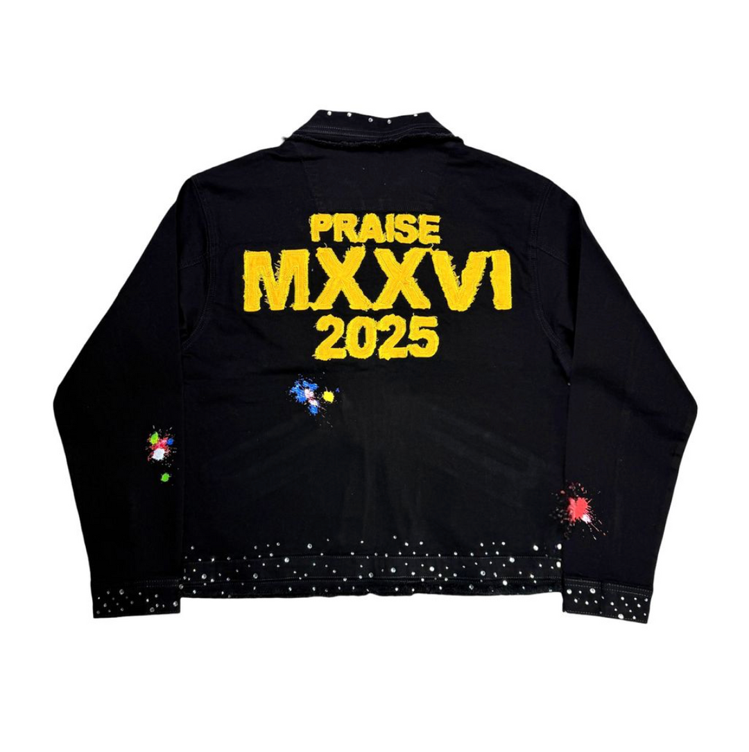 Praise Embellished Denim Jacket - Black