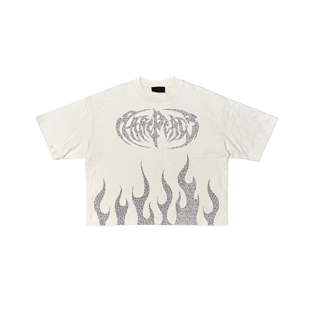 Rhinestone Flame Tee - Cream