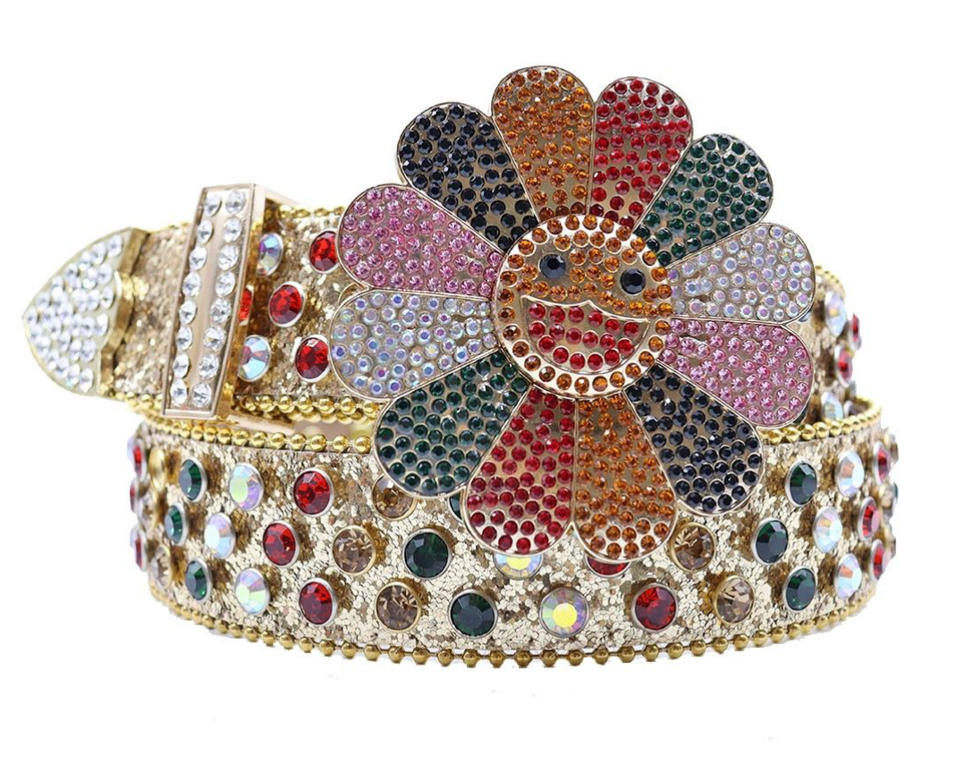 Smile Rhinestone Belt - Gold