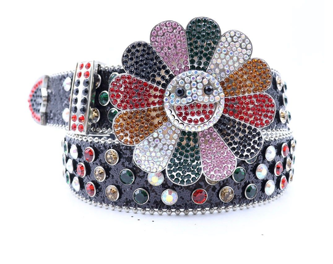 Smile Rhinestone Belt - Black
