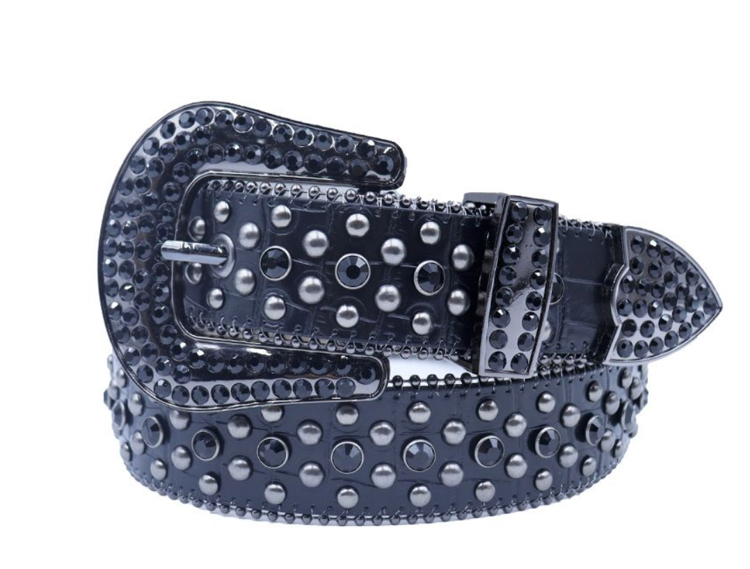 Rhinestone Belt - Jet Black