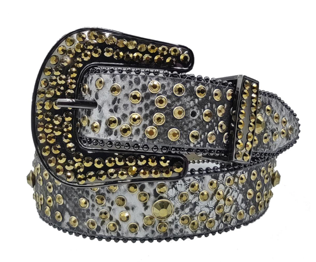 Rhinestone Belt - Black/Gold