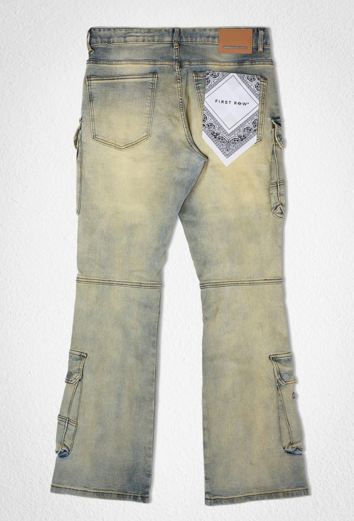 Stacked Cargo Jeans - Wash Blue