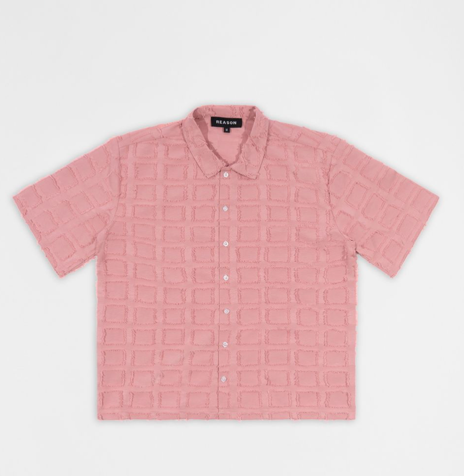 Textured Button Up - Pink