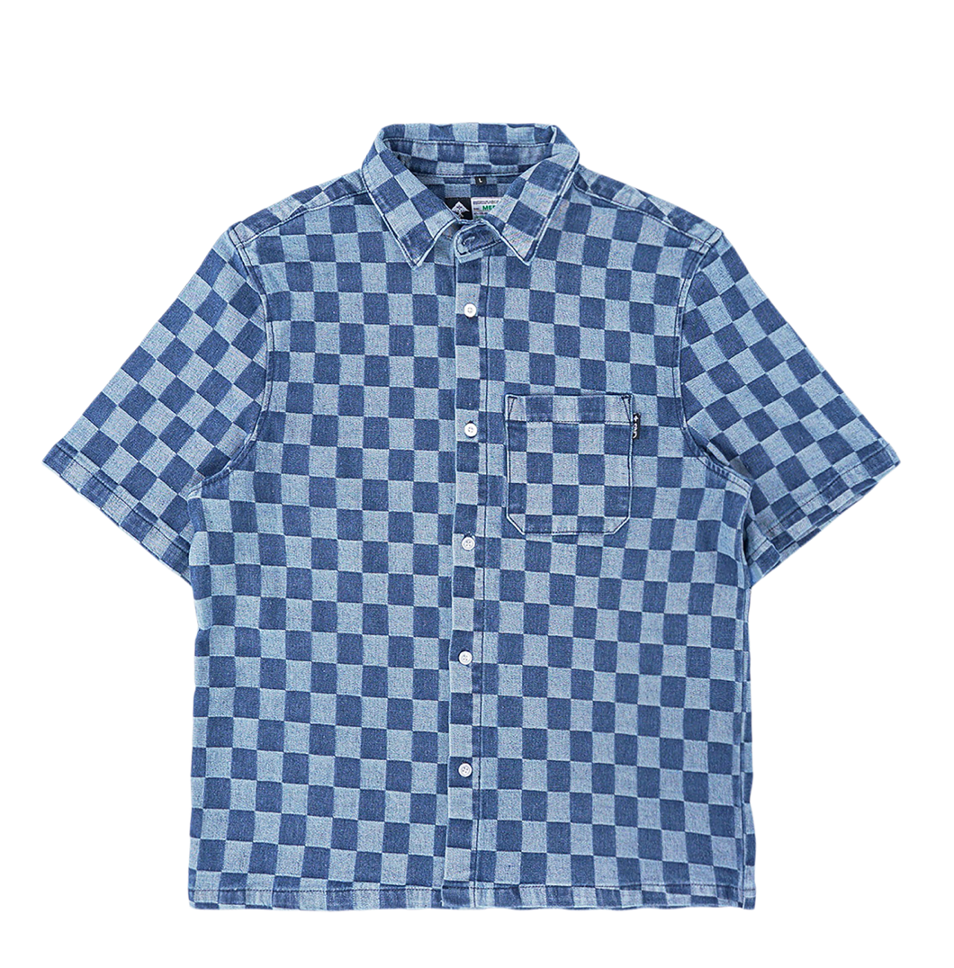 Checkerboard Button Up - Blue