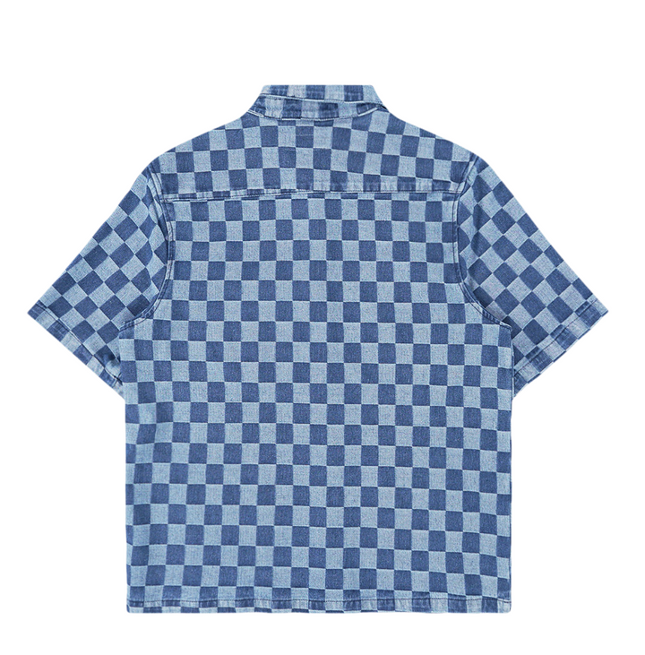 Checkerboard Button Up - Blue