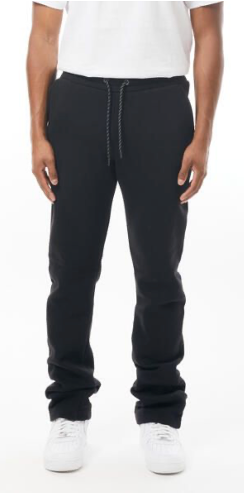 Stacked Fleece Sweats - Black