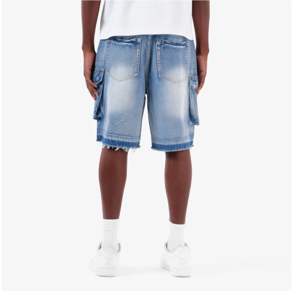Ripped Cargo Jorts - Blue