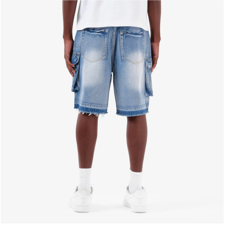 Ripped Cargo Jorts - Blue
